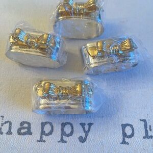 Gold and Silver Bow Napkin Rings/Set of 4